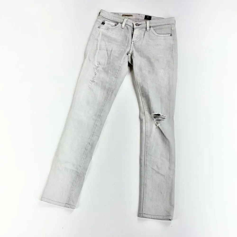 AG Adriano Goldschmied the legging light grey distressed skinny jean 25R